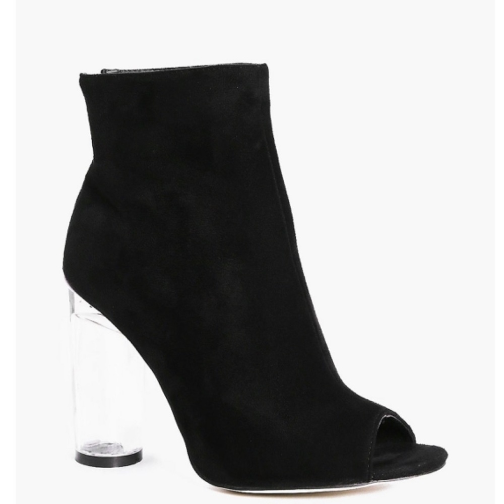 See-through black heels w/ glass block round heel